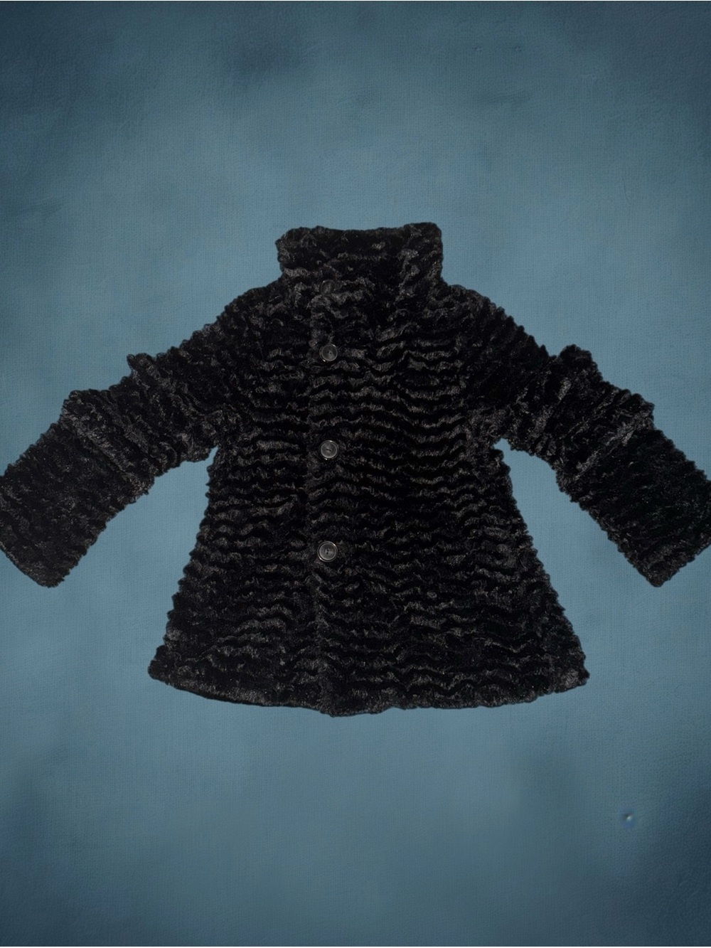 Patagonia girls youth black pelage curly faux fur coat